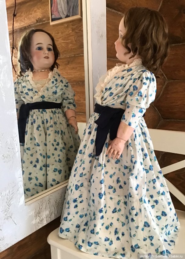 Домашнее платье с сорочкой для антикварной куклы 70 см