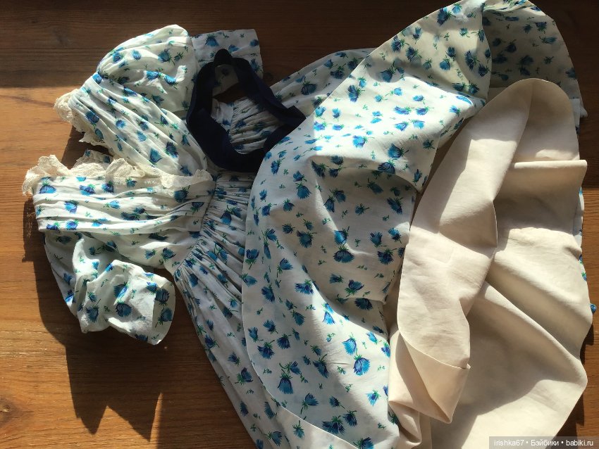 Домашнее платье с сорочкой для антикварной куклы 70 см (фото 6)