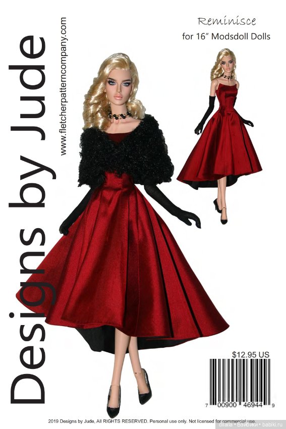 Выкройки PDF в натуральную величину / одежда для кукол Modsdoll dolls, рост 40 см (фото 8)