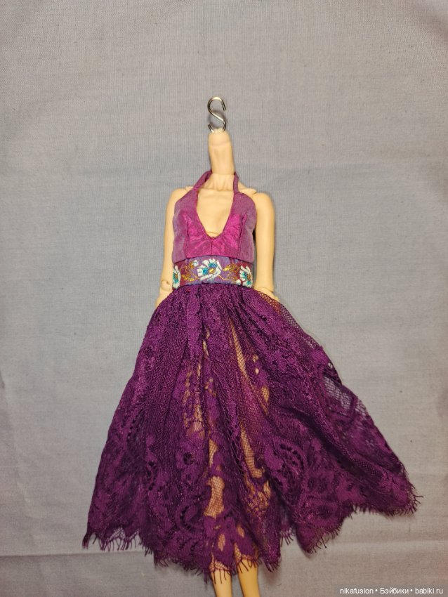 Полупрозрачное платье-сарафан с голой спинкой на куклу БЖД 40-42 см, сестры Поповы, Мукла (фото 4)