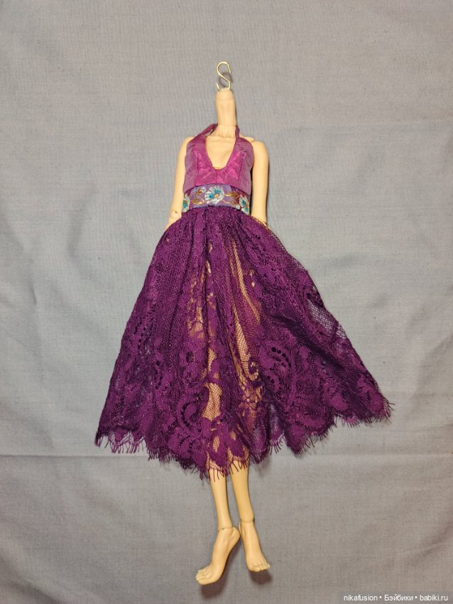 Полупрозрачное платье-сарафан с голой спинкой на куклу БЖД 40-42 см, сестры Поповы, Мукла (фото 2)