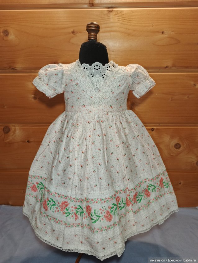 Платье на куклу 60 см антикварную или винтажную (фото 4)