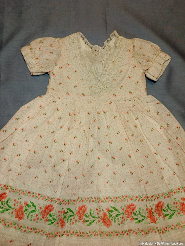 Платье на куклу 60 см антикварную или винтажную (фото 5)