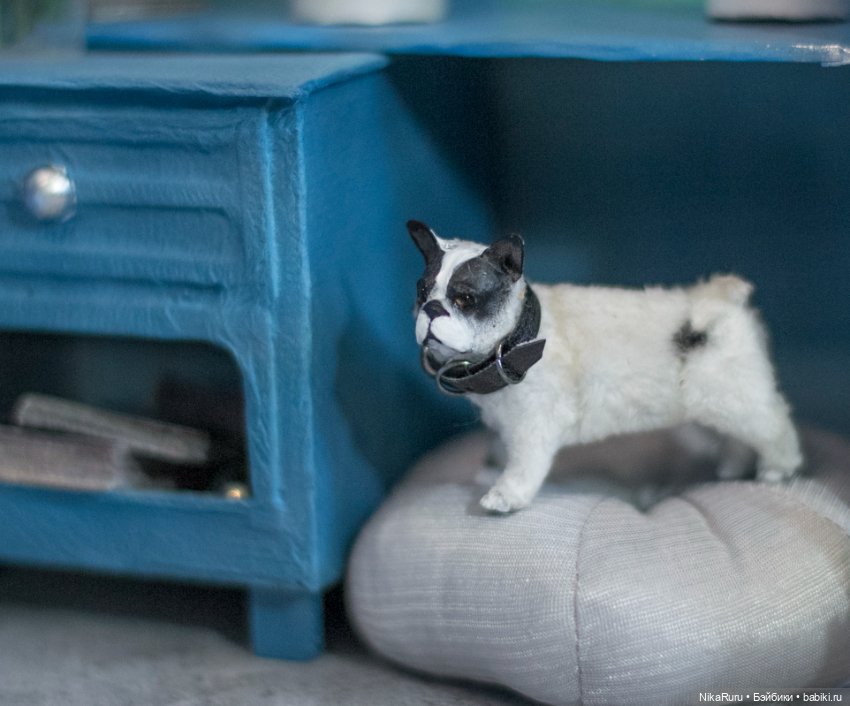 Французский бульдог для Барби в смешанной технике формат 1/6 (фото 3)