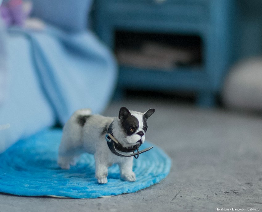 Французский бульдог для Барби в смешанной технике формат 1/6 (фото 2)