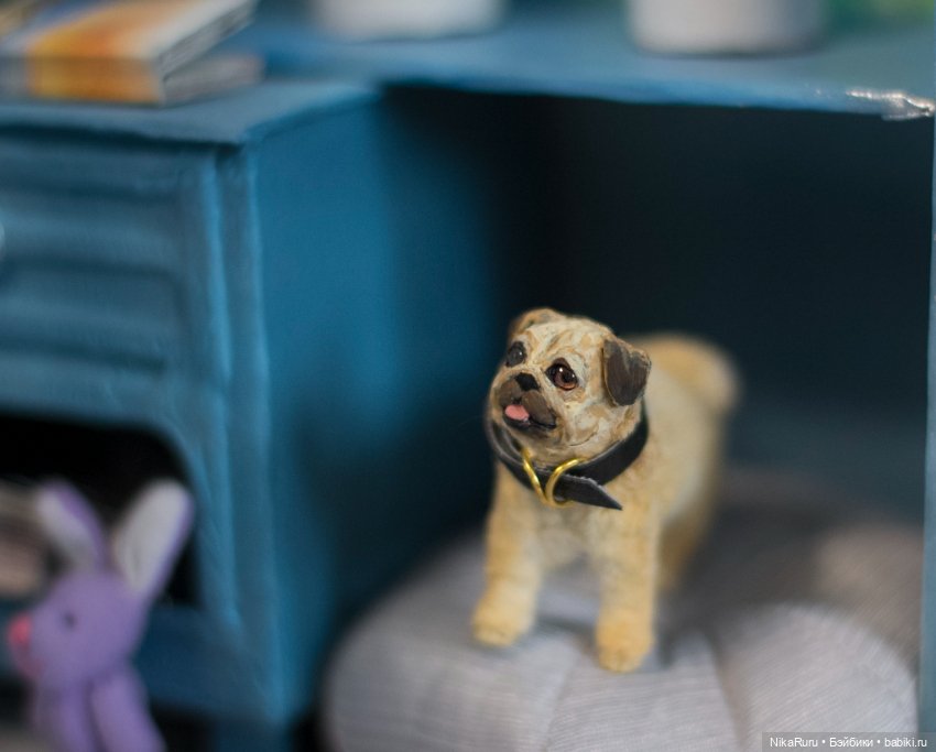 Мопс для Барби в смешанной технике формат 1/6