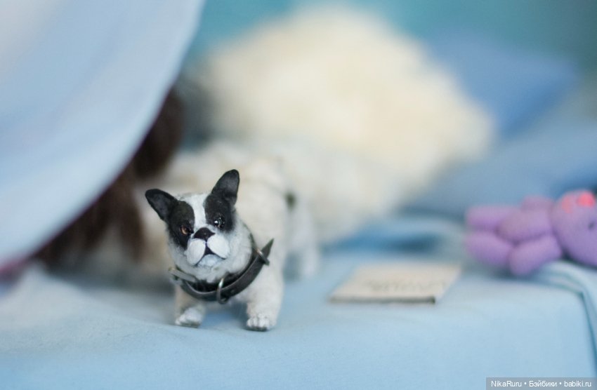 Французский бульдог для Барби в смешанной технике формат 1/6 (фото 5)