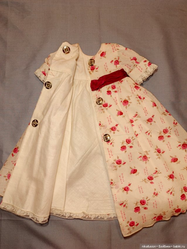 Платье для антикварной или винтажной куклы, рост 50 см, длина в пол (фото 7)