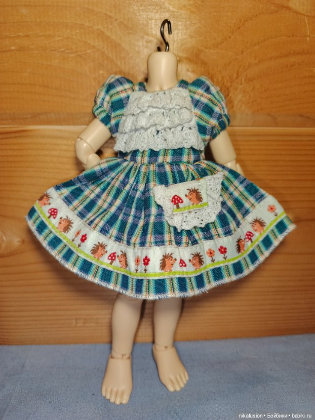 Платье летнее с ёжиком на куклу БЖД Litllefee 1/6 (фото 2)