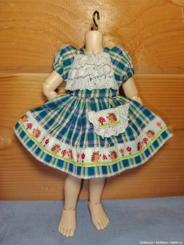 Платье летнее с ёжиком на куклу БЖД Litllefee 1/6 (фото 4)