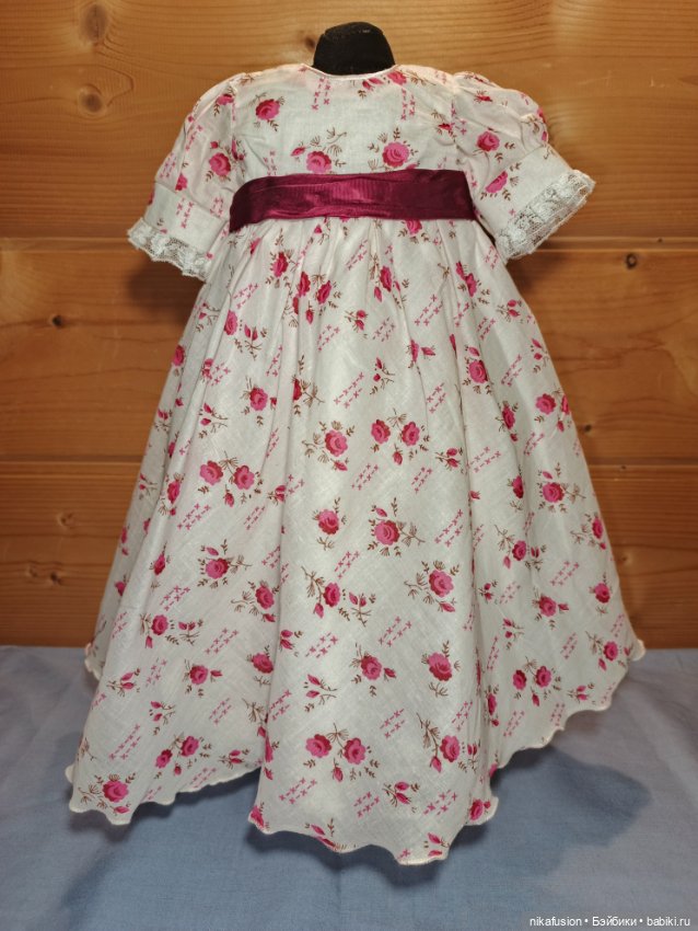 Платье для антикварной или винтажной куклы, рост 50 см, длина в пол