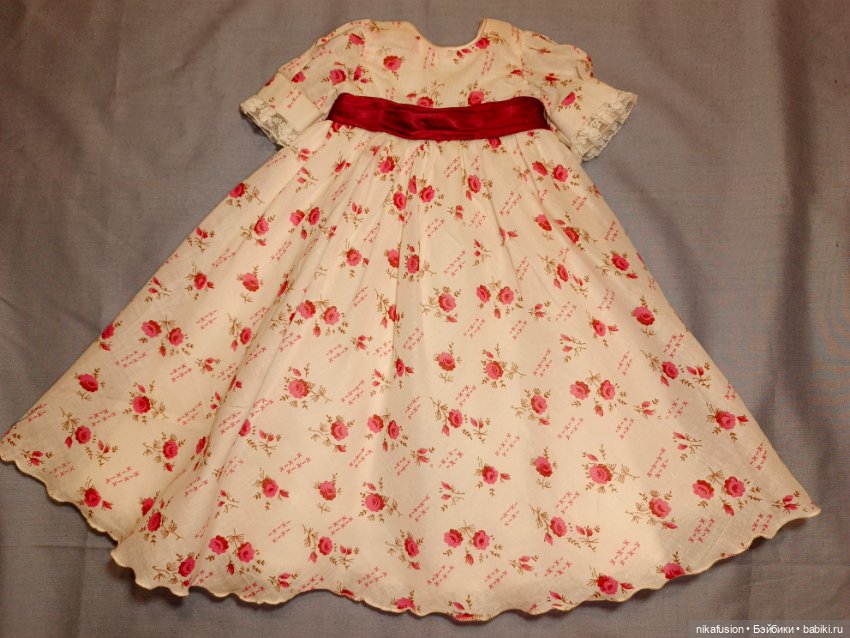 Платье для антикварной или винтажной куклы, рост 50 см, длина в пол (фото 5)
