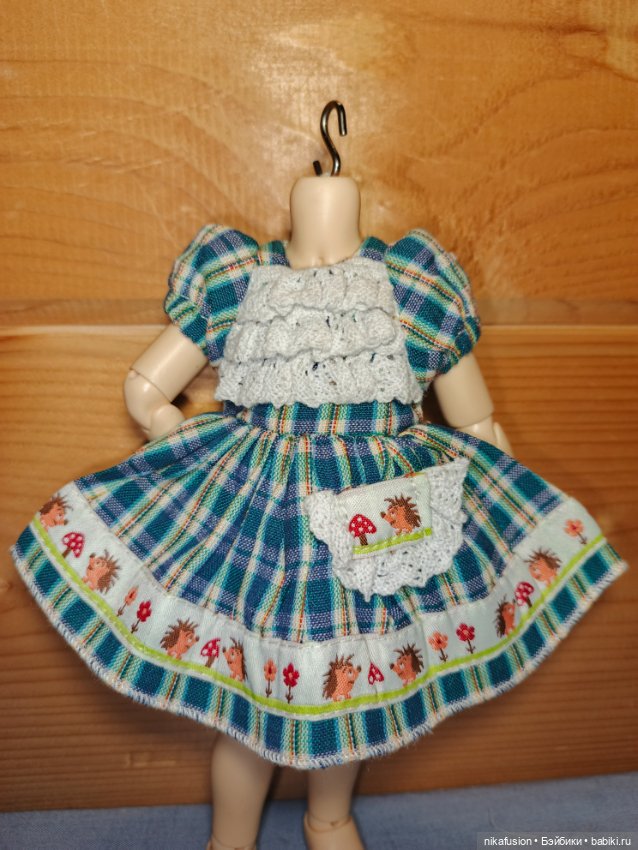 Платье летнее с ёжиком на куклу БЖД Litllefee 1/6 (фото 3)