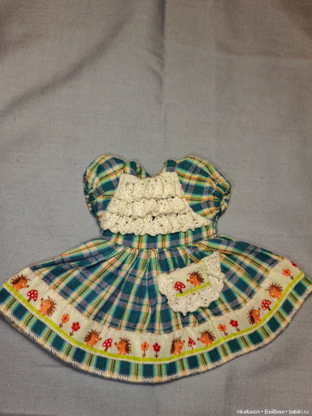 Платье летнее с ёжиком на куклу БЖД Litllefee 1/6 (фото 5)