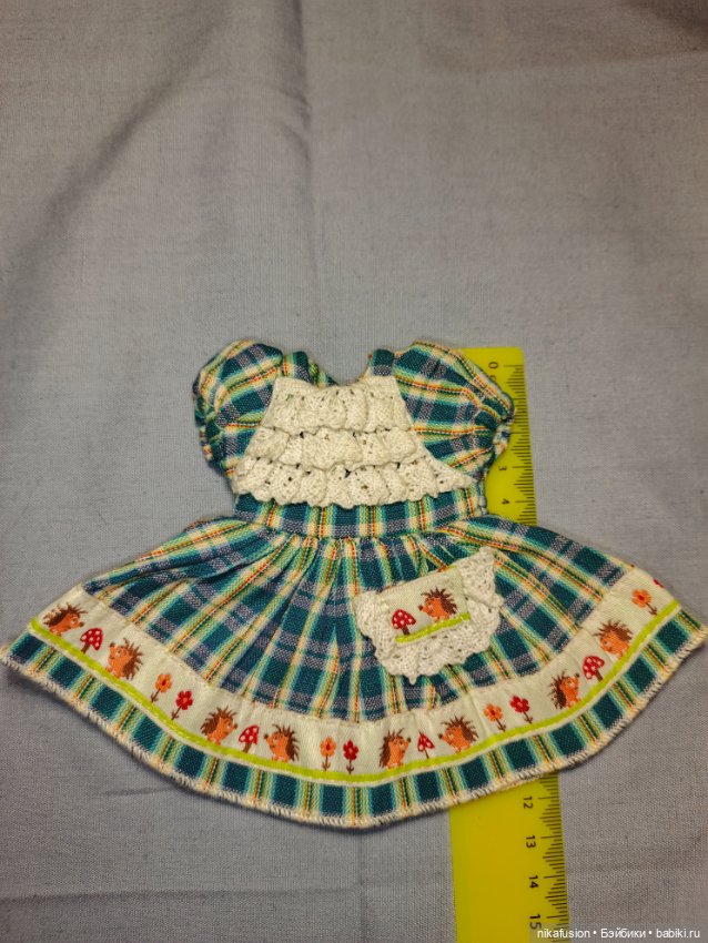 Платье летнее с ёжиком на куклу БЖД Litllefee 1/6 (фото 6)