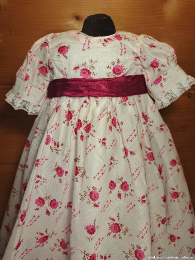 Платье для антикварной или винтажной куклы, рост 50 см, длина в пол (фото 4)