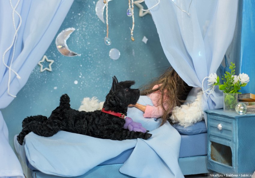 Ризеншнауцер собака для Барби в смешанной технике формат 1/6 (фото 3)