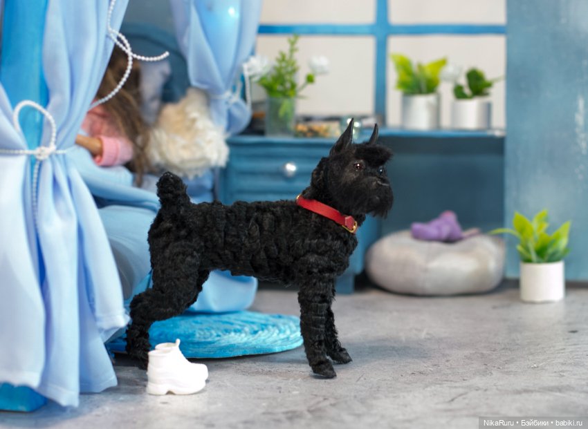 Ризеншнауцер собака для Барби в смешанной технике формат 1/6 (фото 5)