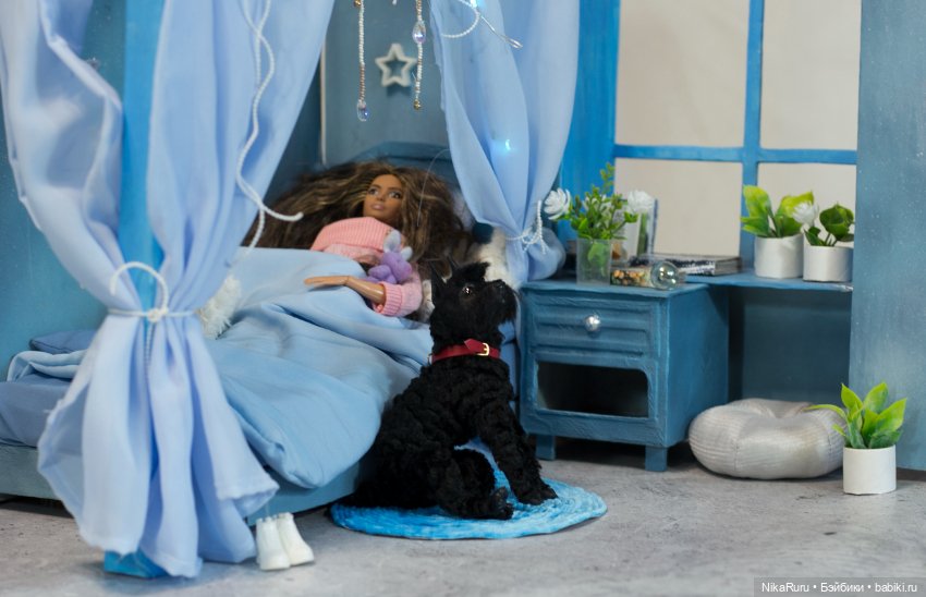 Ризеншнауцер собака для Барби в смешанной технике формат 1/6 (фото 2)