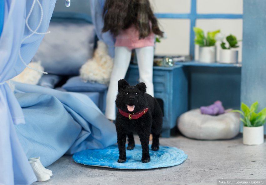 Собака для Барби игрушка в смешанной технике формат 1/6