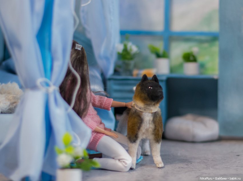 Лайка собака для Барби игрушка в смешанной технике формат 1/6 (фото 8)