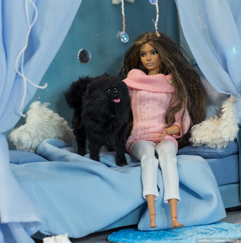 Собака для Барби игрушка в смешанной технике формат 1/6