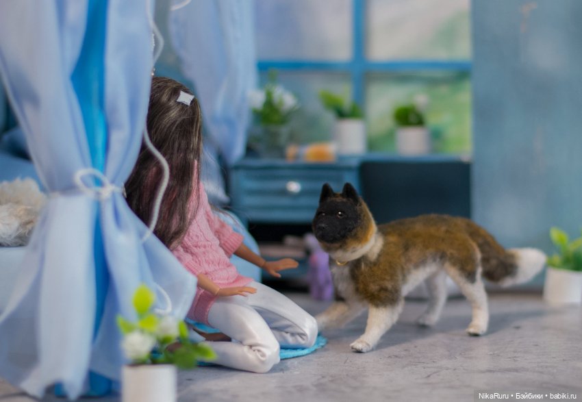 Лайка собака для Барби игрушка в смешанной технике формат 1/6 (фото 7)