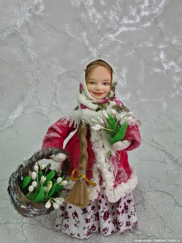 Татьяна из ваты с подснежниками (фото 6)