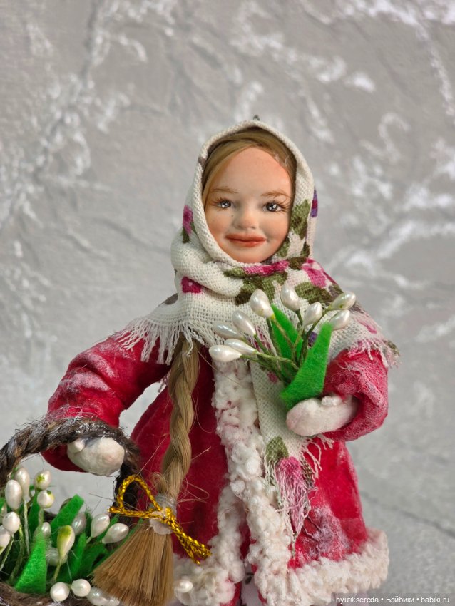 Татьяна из ваты с подснежниками (фото 3)