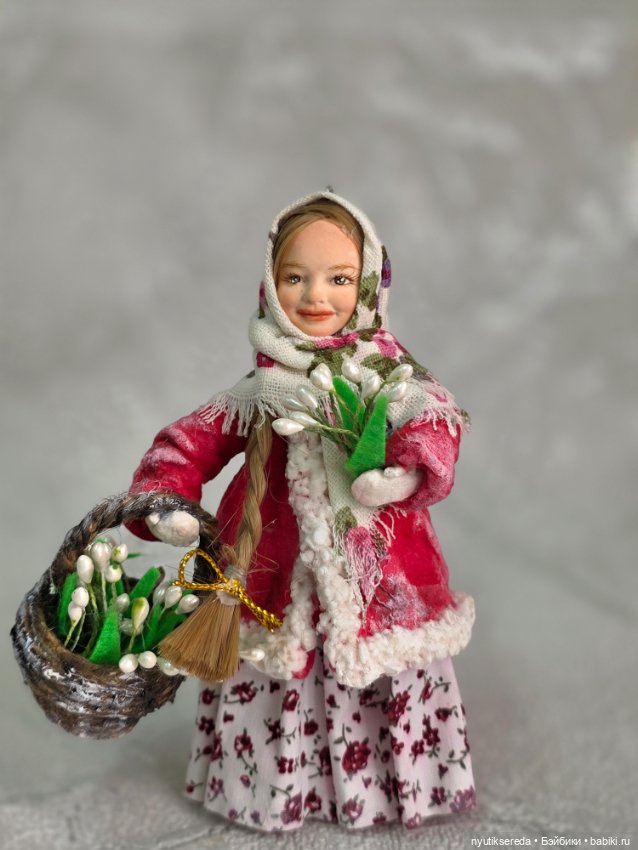 Татьяна из ваты с подснежниками (фото 2)