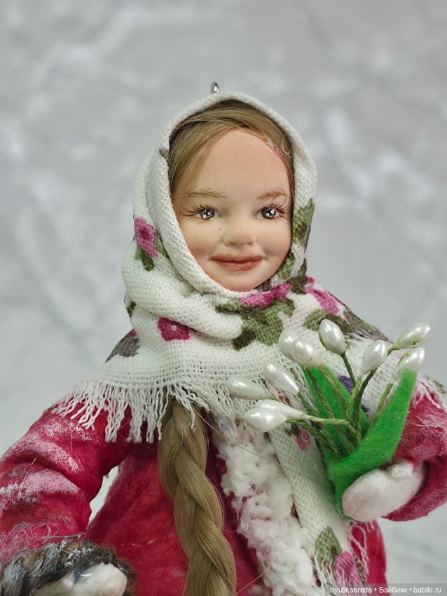 Татьяна из ваты с подснежниками (фото 5)