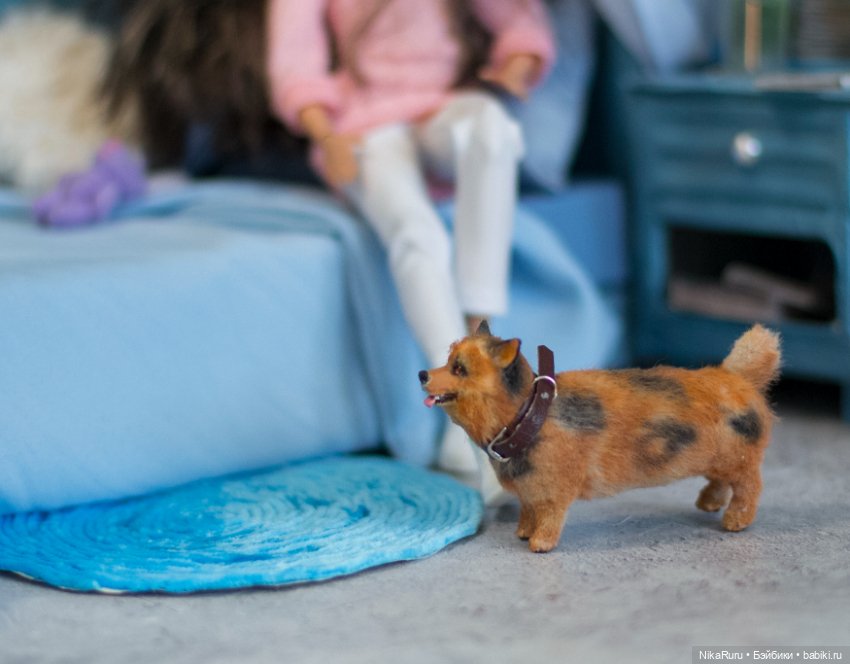 Корги собака для Барби, в смешанной технике формат 1/6 (фото 2)