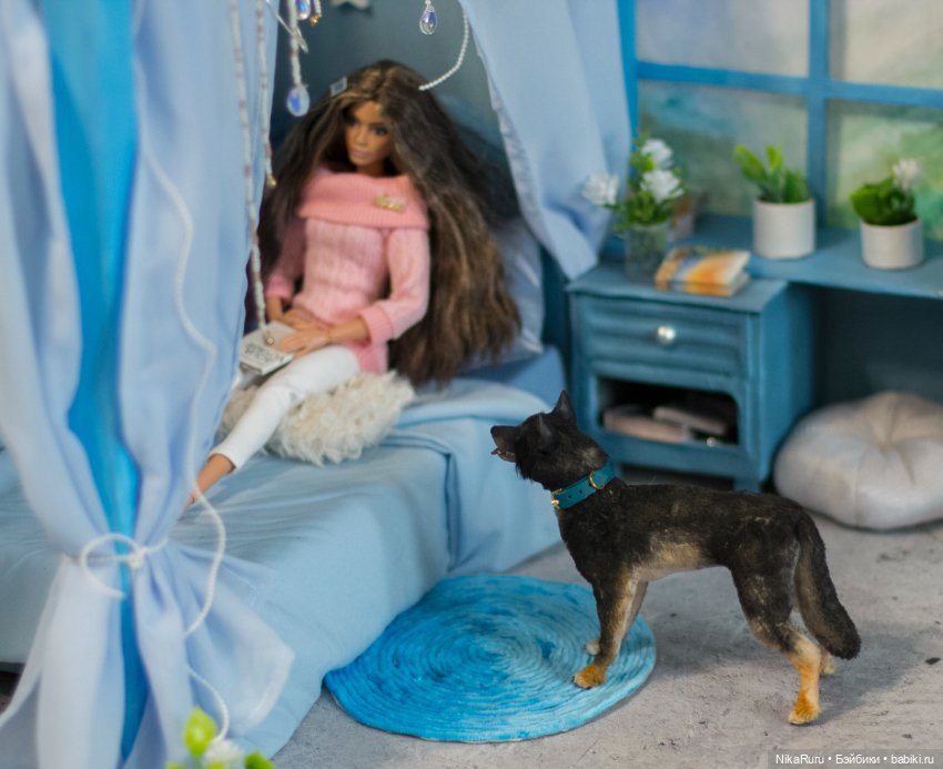 Собака для Барби игрушка в смешанной технике формат 1/6