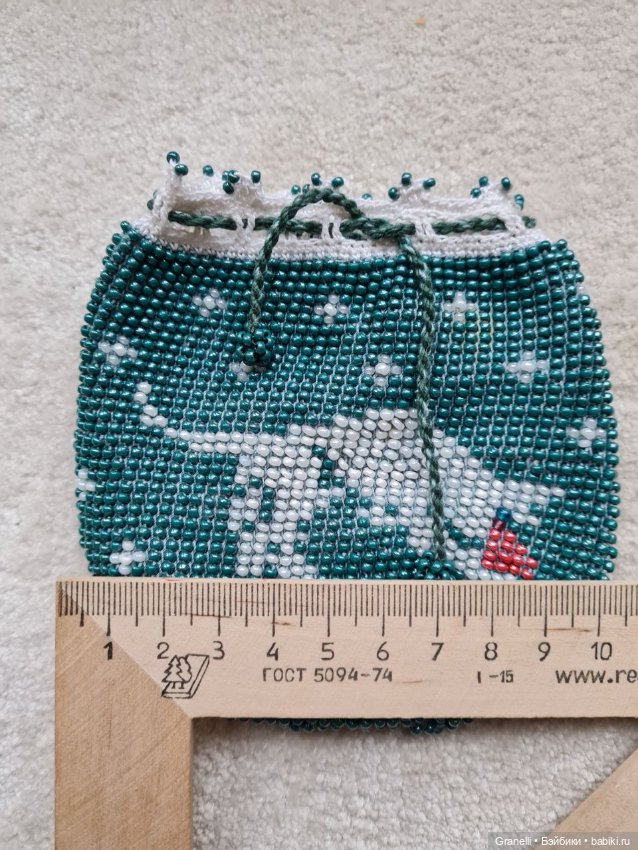 Сумочка из бисера и ботиночки для антикварной куклы (фото 6)