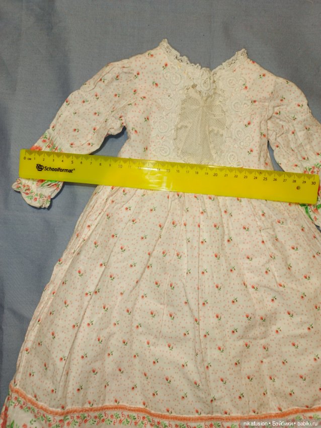 Большое платье для антикварной или винтажной куклы (фото 7)