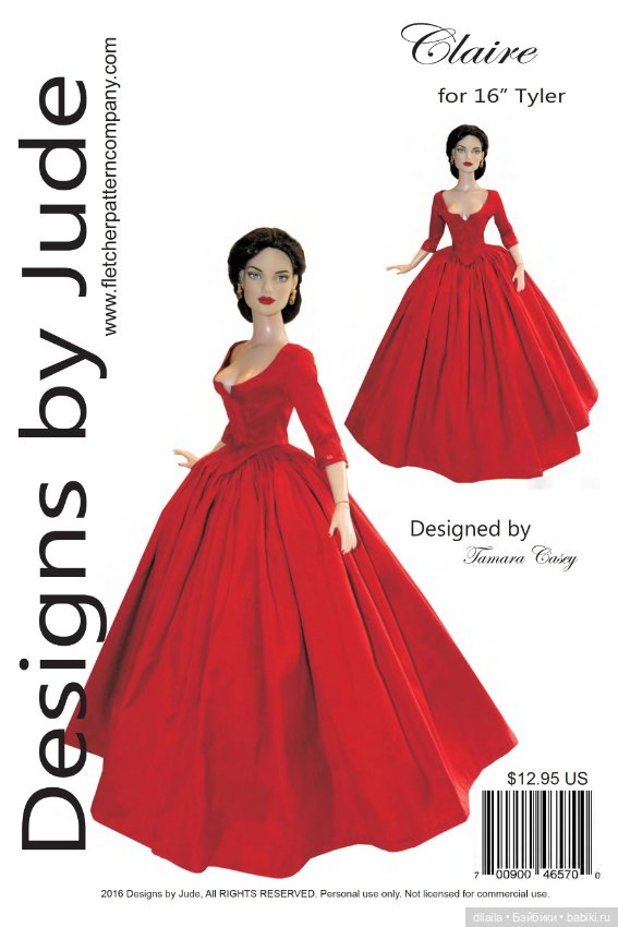 Выкройки PDF в натуральную величину / исторические и вечерние платья для кукол Тайлер Тоннер 40 см (фото 3)