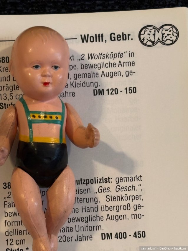 Редкий целлулоидный пупсик Wolff, высота 8,5 см (фото 8)