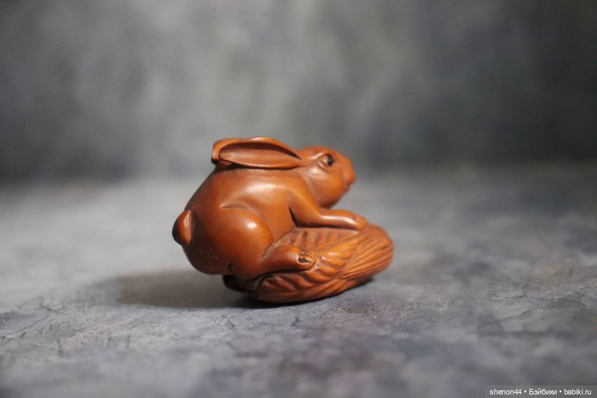 Нэцкэ "Кролик и кочан капусты". Винтаж, более 50 лет (фото 3)