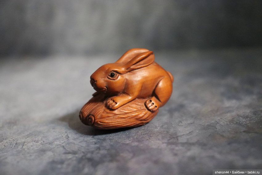 Нэцкэ "Кролик и кочан капусты". Винтаж, более 50 лет (фото 2)