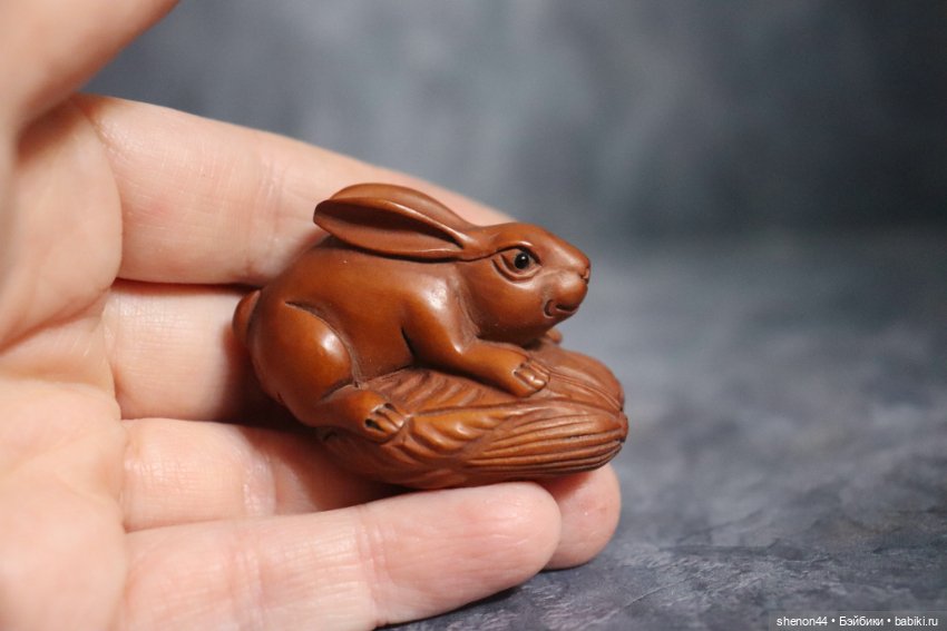 Нэцкэ "Кролик и кочан капусты". Винтаж, более 50 лет (фото 5)