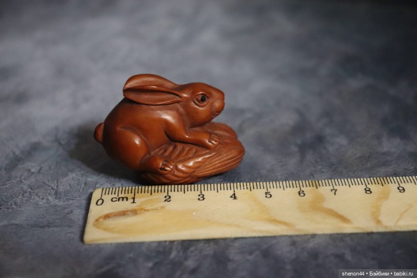 Нэцкэ "Кролик и кочан капусты". Винтаж, более 50 лет (фото 6)