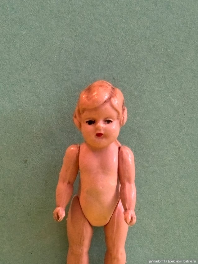 Редкая целлулоидная куколка Minerva 5 см, родной аутфит (фото 4)