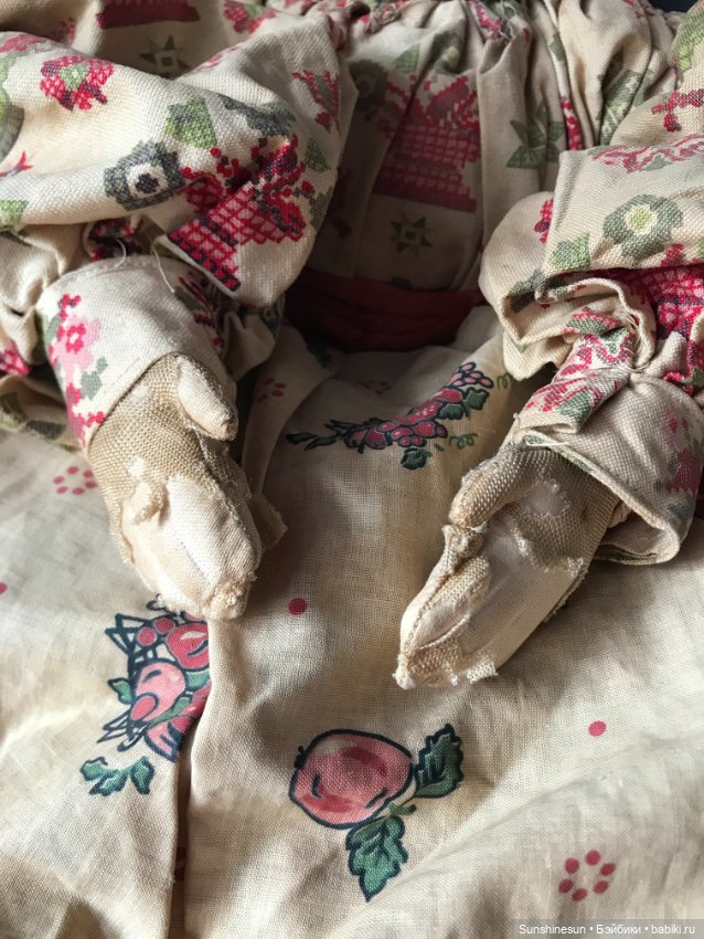 Старинная тряпичное соломенная кукла грелка (фото 3)