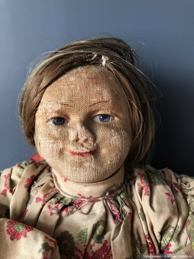 Старинная тряпичное соломенная кукла грелка (фото 2)