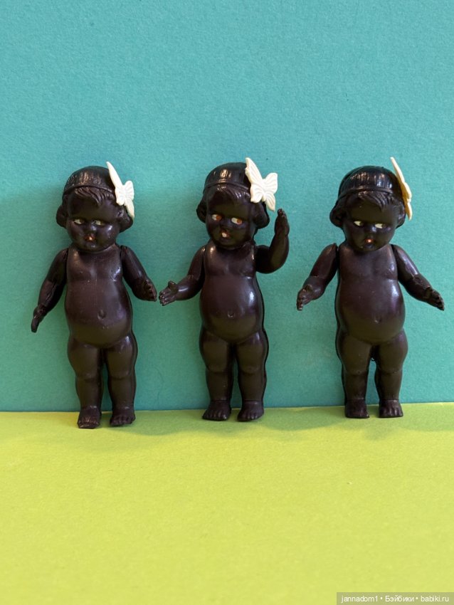 Целлулоидная куколка негритяночка кьюпик Hayn & Engels с бабочкой, высота 8 см