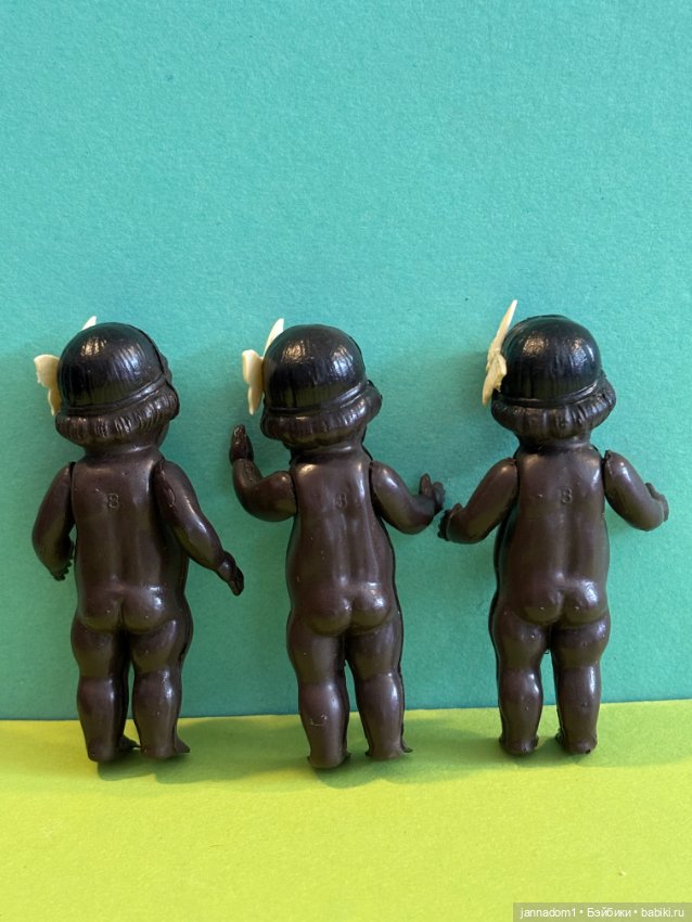 Целлулоидная куколка негритяночка кьюпик Hayn & Engels с бабочкой, высота 8 см (фото 5)