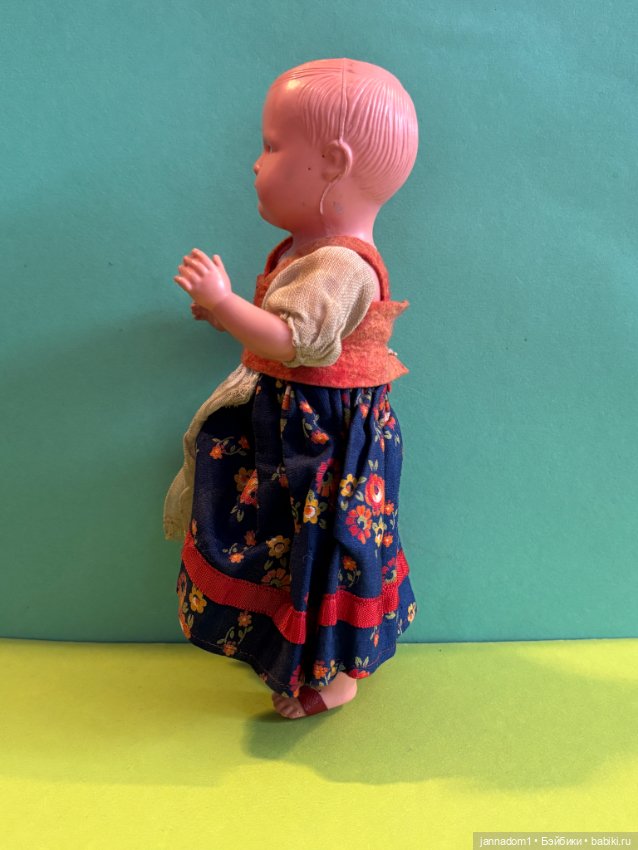 Целлулоидная японская куколка Royal с рельефными волосами, высота 20 см (фото 6)