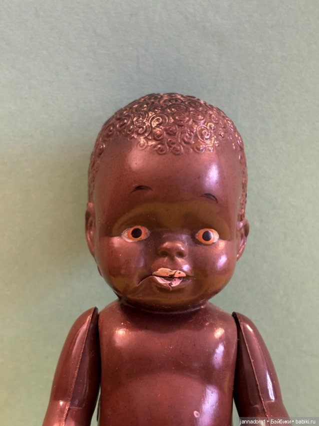 Целлулоидный японский пупсик негрик, высота 16 см (фото 9)