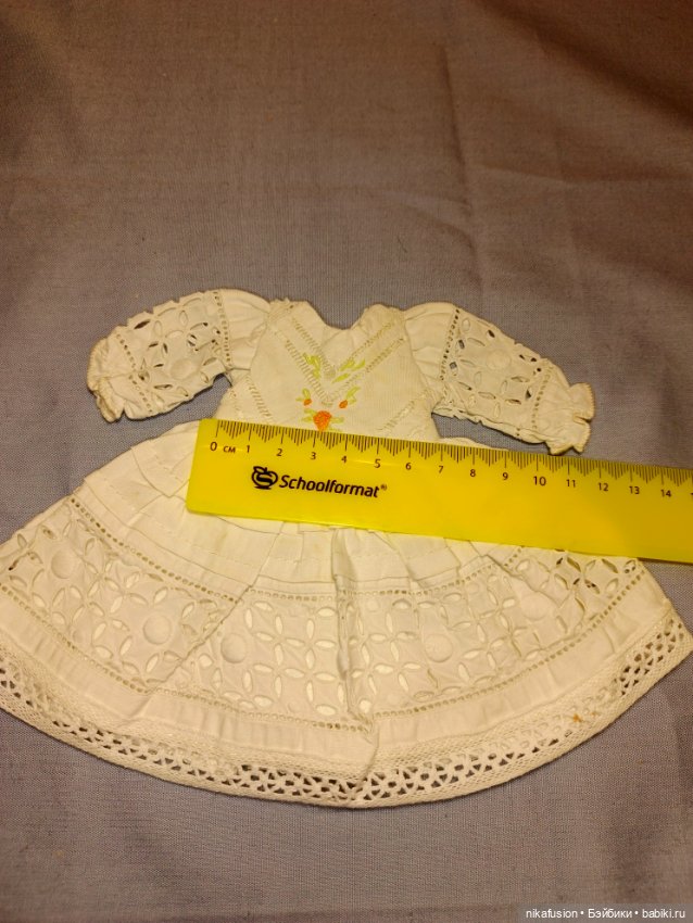 Платье с длинным рукавом на антикварную или винтажную куклу 20-22 см (фото 6)