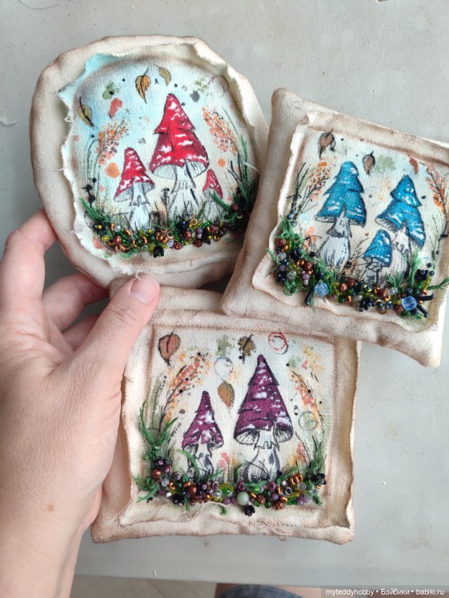 Подушки мухоморы — Текстиль для кукольного интерьера (фото 3)